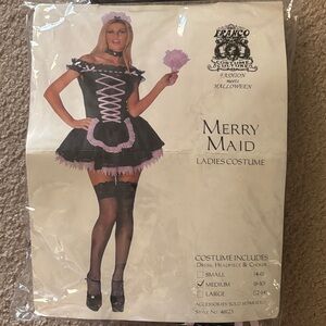 Merry Maid Ladies Costume - Black and Pink